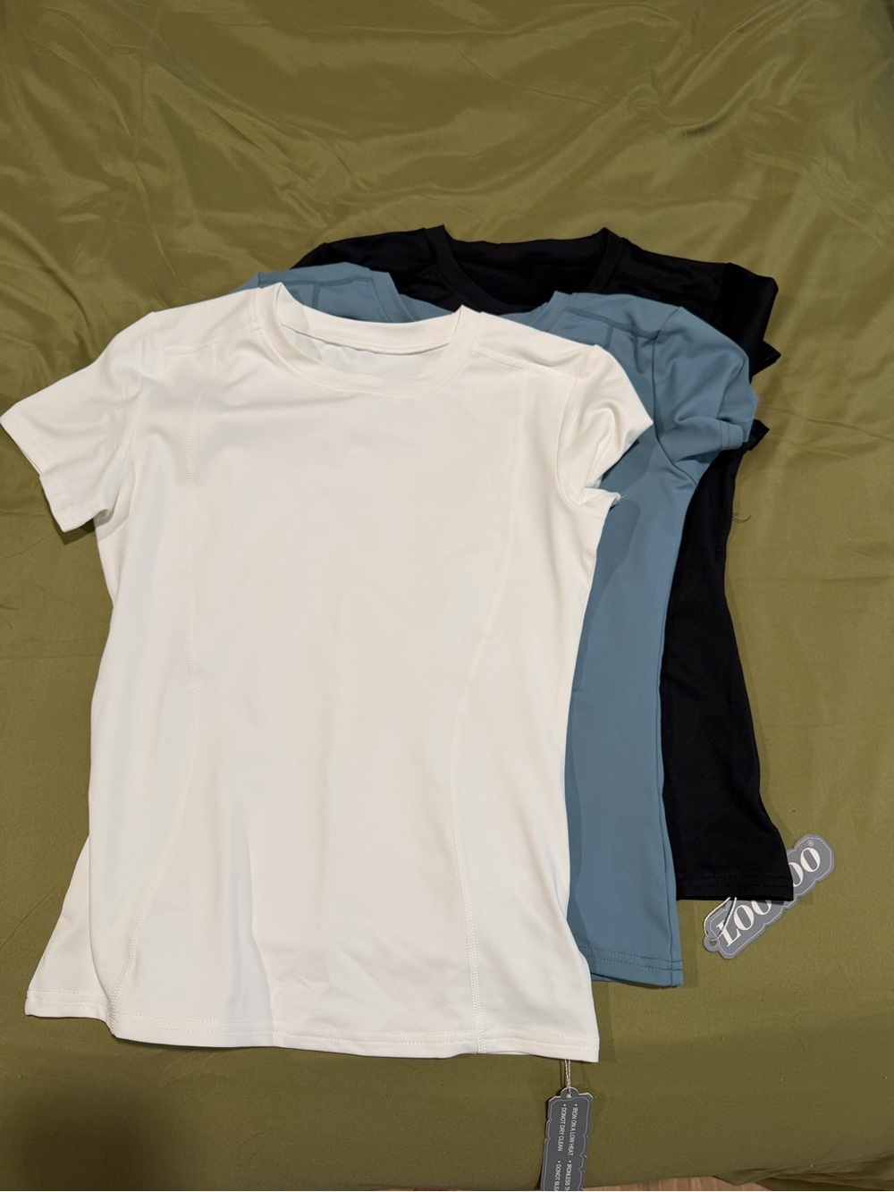 Amazon Women's Short Sleeve Crew Tee - White, Slate Blue & Black